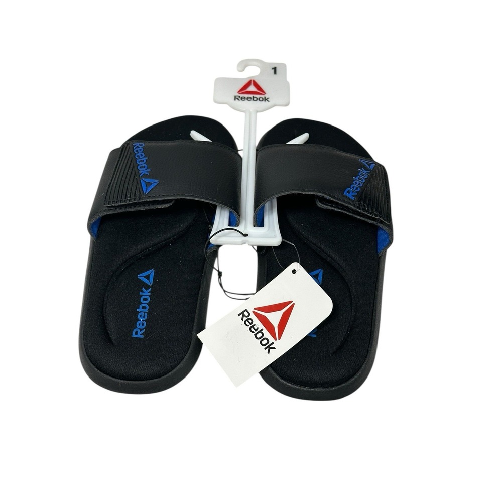 reebok boys adjustable‎ strap memory foam foot light weight size 1 slide sandals